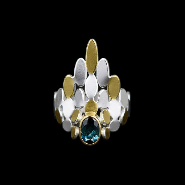 Misun Won, Mixed oval ring with tourmaline, 2023