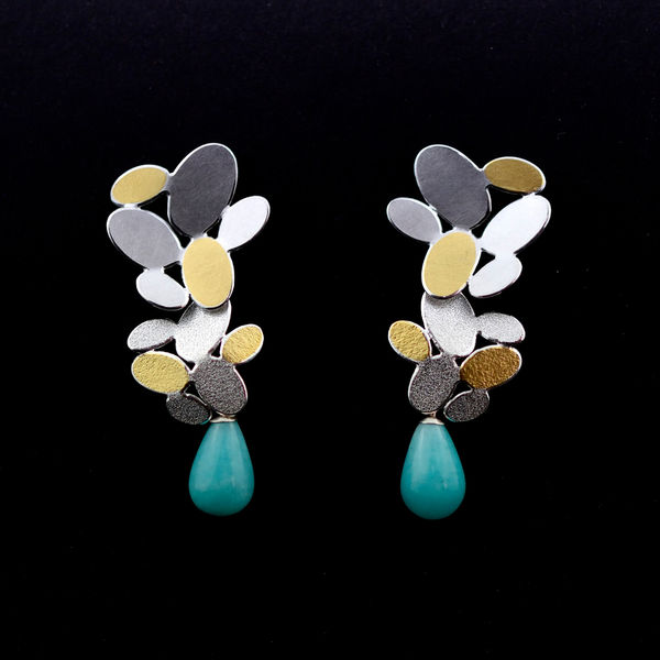 Misun Won, Mixed ovals flower earrings with amazonite, 2023