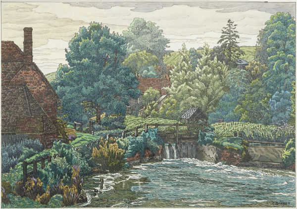 Charles Ginner ARA, The Sluice Gates at the Old Mill Standon Hertfordshire, 1939