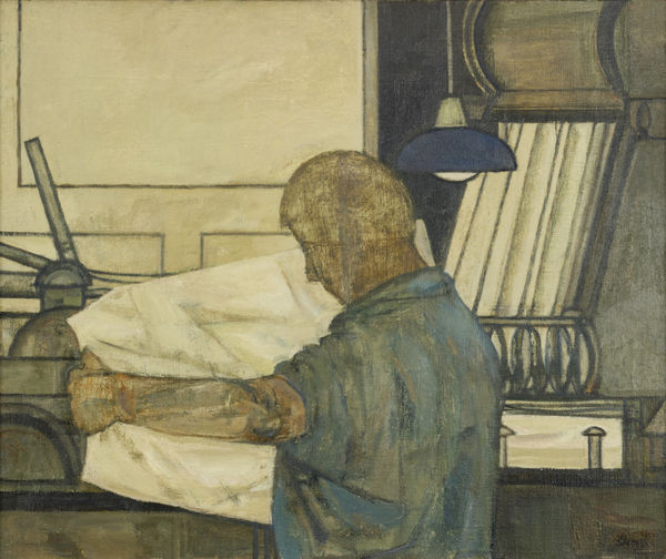 Prunella Clough, Printer Checking Proofs, 1953