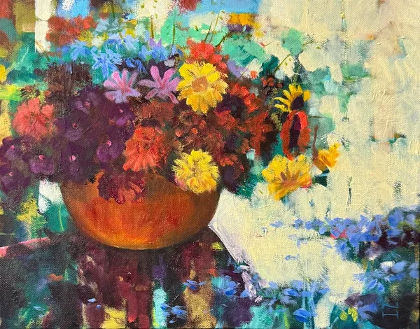 Stock Sale Nick Heap (b.1959): 'Parfum d'ete (Summer Fragrance), After an Autochrome by Baron de Meyer' Oil on canvas (framed) 28 x 36cm (Was £1,450, now £1,100)