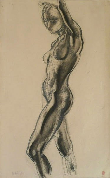 E H Kennington Nude Figure no.8 / Sculpture Study, c.1926 pencil & charcoal on paper 27 x 17 1/2 in / 68.5 x 44.4 cm