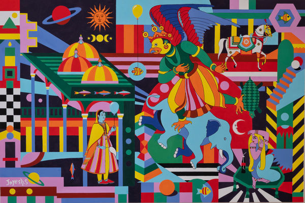 Jayesh Sachdev, Time Travelling Kite (Utopia Dystopia Series Painting)