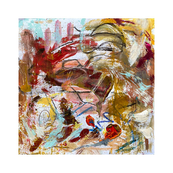 On the Verge, 2021 acrylic and drawing media on paper 8 x 8 in.