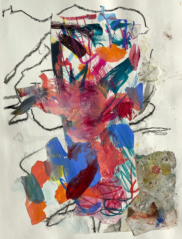 Fusion 9, 2022 acrylic, collage, drawing media on paper 13 x 10 in.