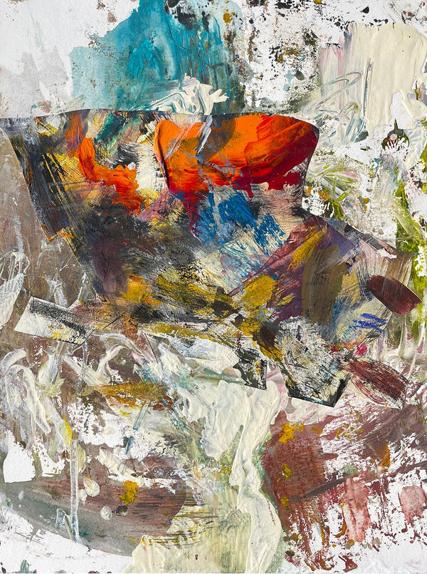 Hot Spot, 2022 acrylic and collage on yupo 12 x 9 in.