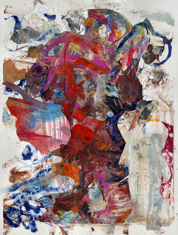 Fusion 7, 2022 acrylic, collage, drawing media on paper 13.5 x 10 in.