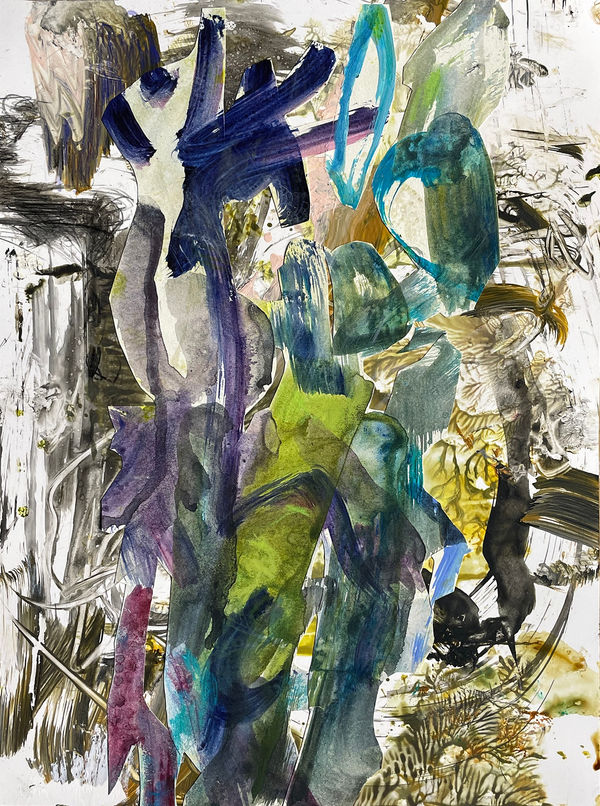 Shore Talk, 2022 acrylic, collage, drawing media on yupo 12 x 9 in.