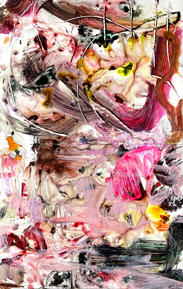 Pink Wave, 2022 acrylic on yupo 22 x 14 in.