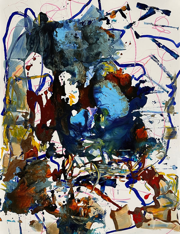 Full Swing, 2023 monotype, acrylic and drawing media on yupo 26 x 20 in.