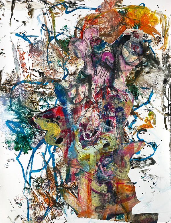 Shimmy Shimmy, 2022 monotype, acrylic, collage, drawing media on yupo 26 x 20 in.