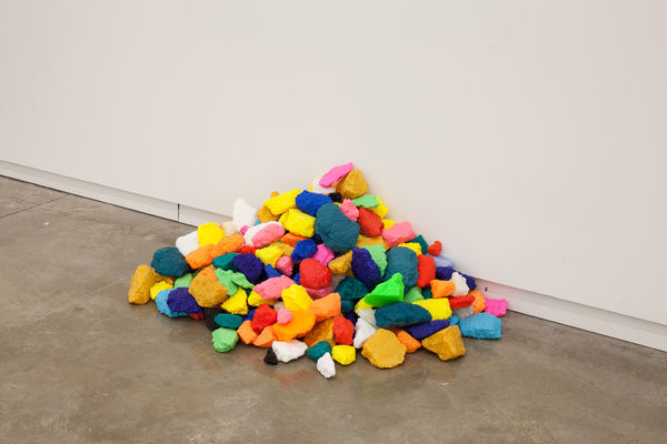 Glenn Kaino Don’t Bring a Gameboy to a Gunfight, 2014 PLA printed rocks 18 x 29 in 45.7 x 73.7 cm