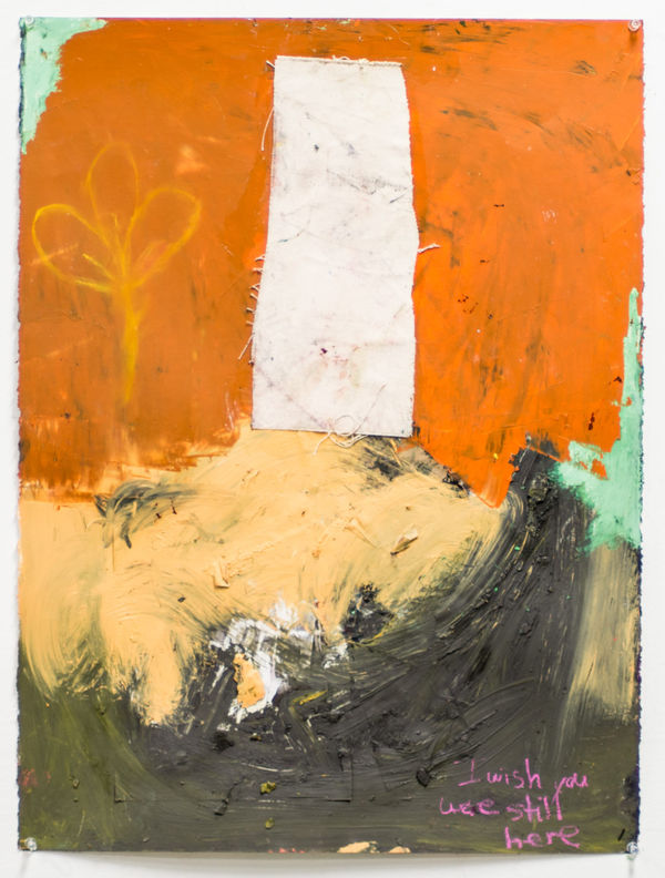 Charles Mason III still here* (surprised), 2021 Acrylic, canvas, oil, paper, oil stick 30 x 23 in 76.2 x 58.4 cm