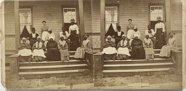 Unknown Group Portrait on Steps of House American photograph