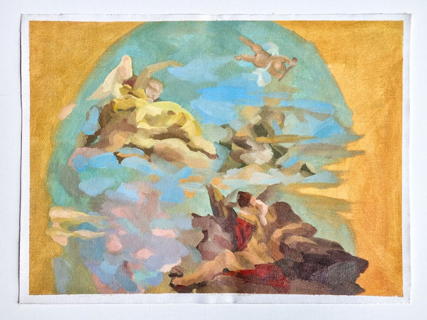 Elena Zhao's framed oil on canvas painting 'Untitled VI (Study)' available to view in the kellilundberg.art stockroom.