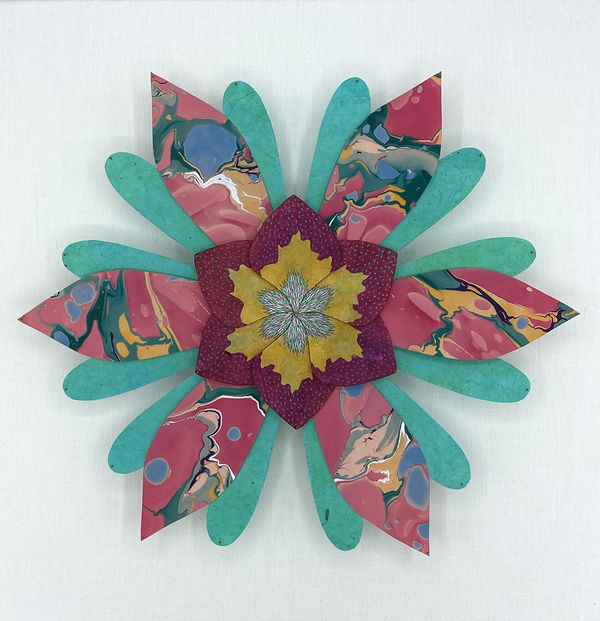 Jill Parisi Paisleys and Thistles Star Flower, 2021 12.5 x 12.5 x 3.5 inches (framed in acrylic shadowbox)