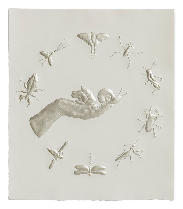 Tricia Wright Small Matters (hand and snail), 2023 21 x 18 inches (unframed), 24 x 20 inches (framed)