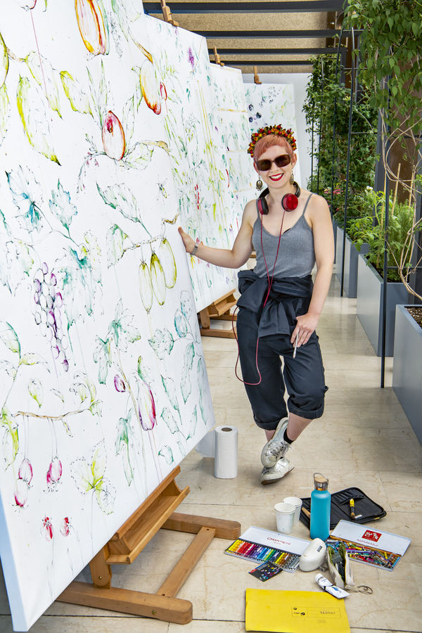 Skyline Garden Canvas, ink, watercolour, paper