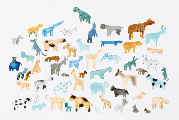 Vanessa Donoso López, Animals on the Ark, clay ink from Soria, Girona and Sevilla, Spain , 2018