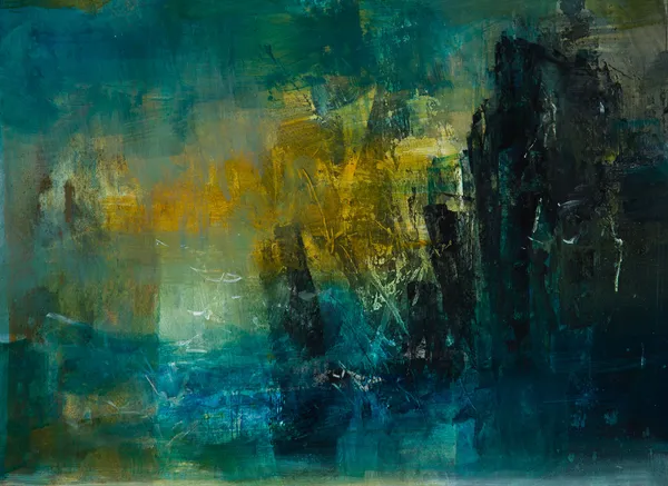 Kirstie Cohen Cliffs, 2020 acrylic on board 27cm x 34cm