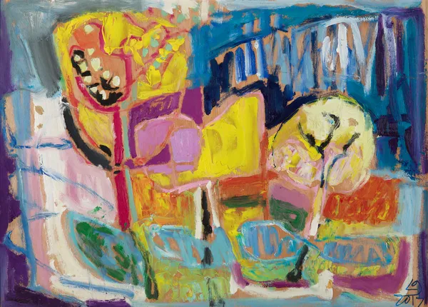 Leonie Gibbs Autumn Abstarcted Lioux, Provence, 2017 oil on board 52cm x 71cm