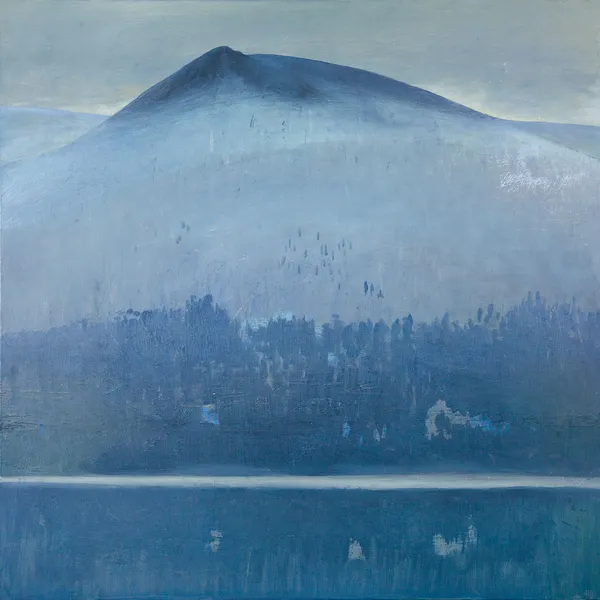 Jane MacNeill Grey Peak with Reflection oil on board 75cm x 75cm