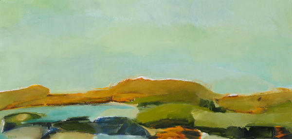 Maggie New Ochre Edge, 2024 oil on board 27cm x 53cm (47cm x 75cm framed)