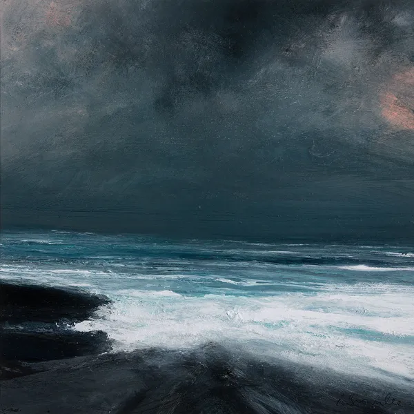 Ruth Brownlee February Storm off Burland mixed media on board 36cm x 36cm