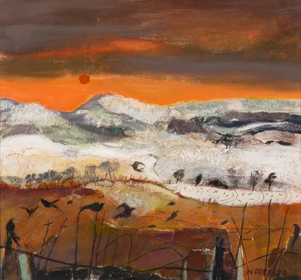 Christine Woodside RSW RGI Sundown Cleish, 2019 mixed media 38cm x 36cm 15 x 14 in