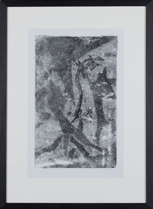 Helen Denerley Lizard on rock ii, 2023 monoprint 40cm x 24.5cm (62cm x 45cm framed)