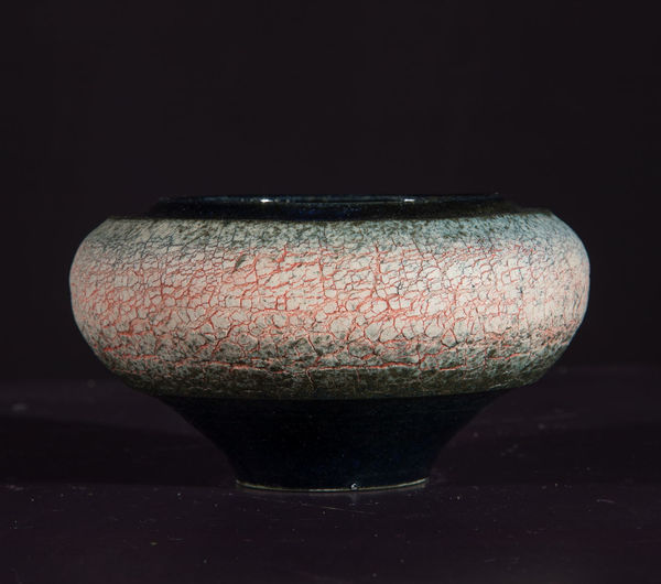 Allison Weightman Scorched Earth 3 (dark blue/red) , 2023 ceramic 8cm (h) x 12.5cm (d)