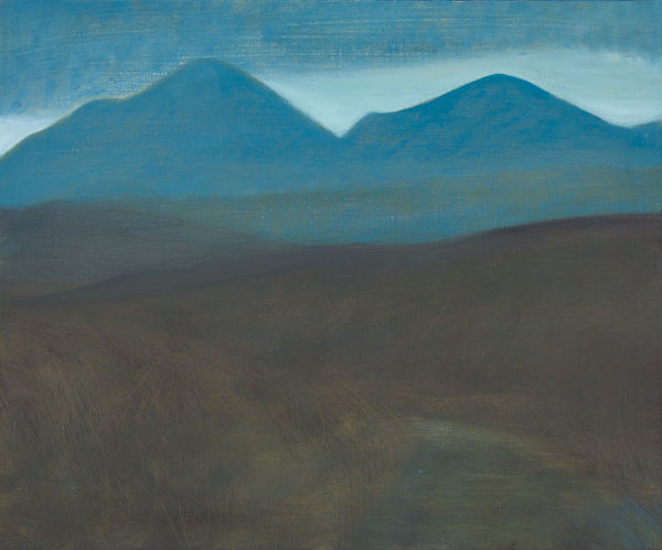 Jane MacNeill Green, brown and purple (Glamaig and Beinn Dearg Mhor), 2022 oil on board 39cm x 47cm (43cm x 51cm framed)