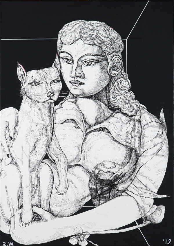 Woman with Cat, Adrian WIszniewski