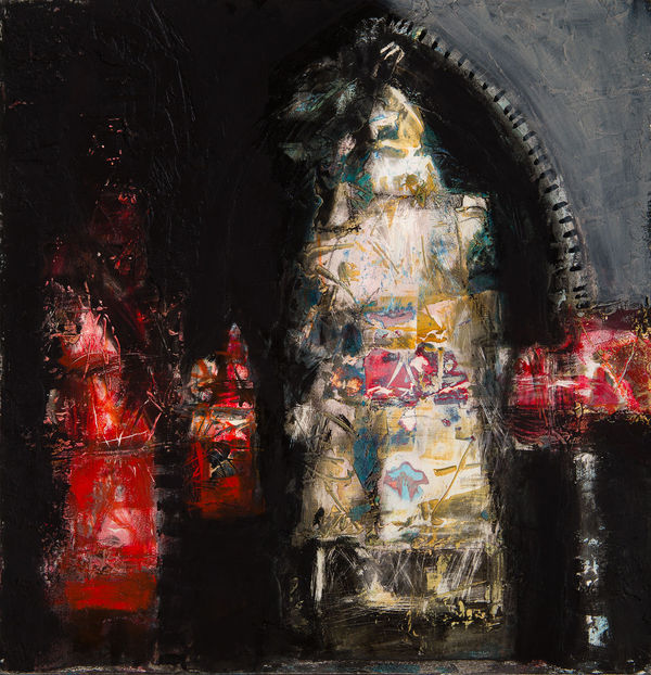 Charles MacQueen RSW RGI Church Interior, Venice, 2019 mixed media 38cm x 36cm 15 x 14 in