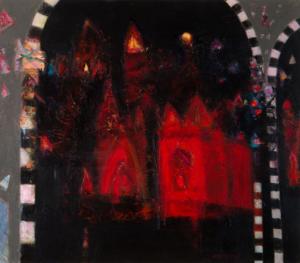 Charles MacQueen RSW RGI Desert Night, 2017 mixed media 102cm x 111cm 40 x 43 1/2 in