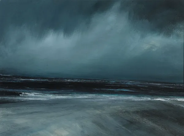 Ruth Brownlee Rain Sky: Quendale Beach mixed media on board 44cm x 60cm (65cm x 81cm framed)