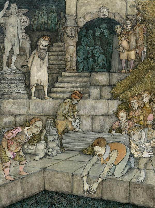 Robert Powell City of Vitrines, 2019 acrylic 40cm x 30cm