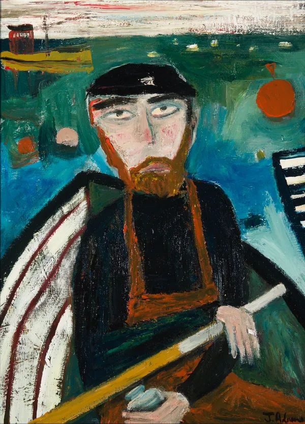 James Newton Adams A wee dram afore we sail, 2019 acrylic on canvas 61cm x 45.7 cm 24 x 18 in