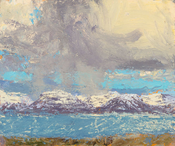 Allan MacDonald Westfjord, Hrisey, 2024 oil on canvas 25cm x 30cm