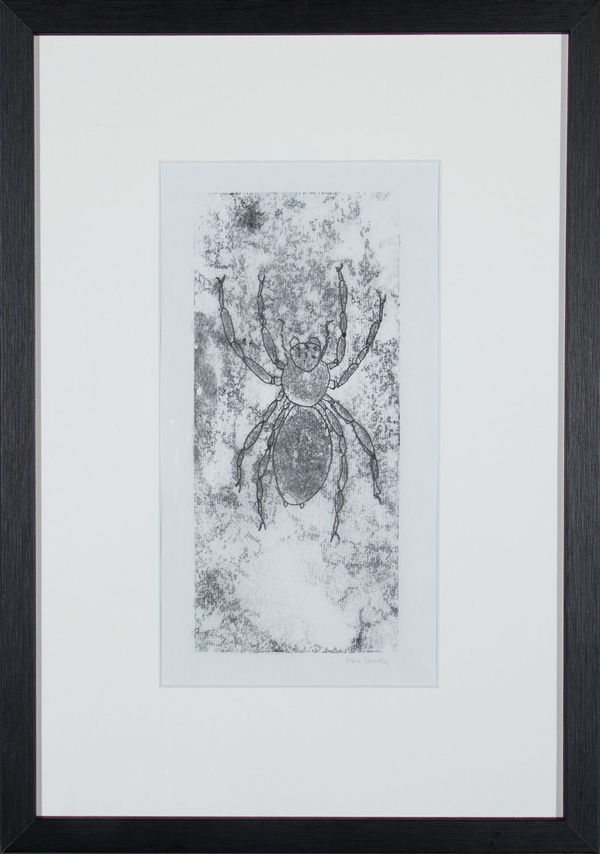 Helen Denerley Spider, 2023 monoprint 30cm x 15cm (48cm x 34cm framed)