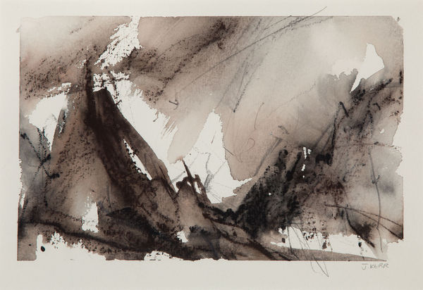 Janette Kerr Erne's Stacks - Silwick watercolour drawing on paper 18cm x 28cm