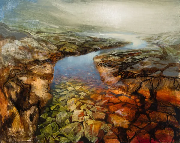 Beth Robertson Fiddes Hill Loch Assynt, 2019 mixed media 61 cm x 76cm