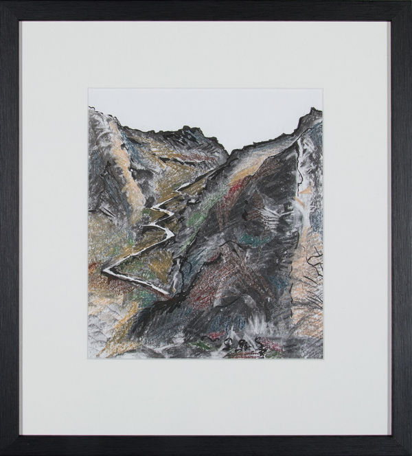 Helen Denerley Old Road to Ronda, 2023 oil pastel and ink 44cm x 40cm framed