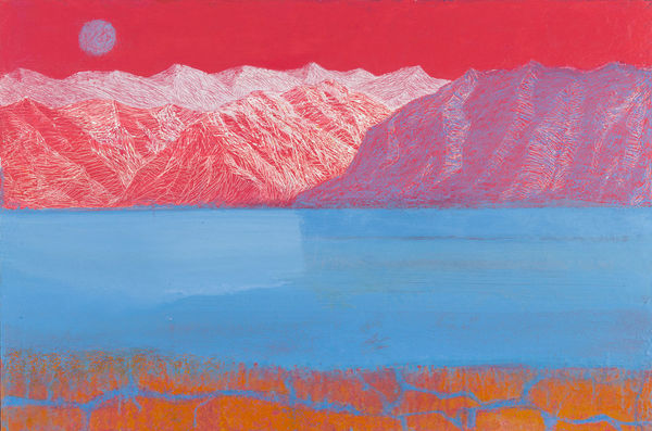 Allan MacDonald Mountain Tops, Eastfjord, 2024 oil on canvas 61cm x 91cm (76cm x 106.5cm framed)