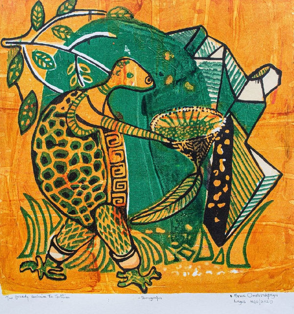 Bruce Onobrakpeya, Greedy Awhaire, 1960/2020