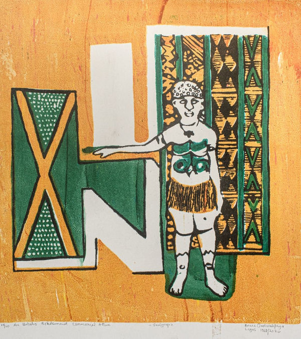 Bruce Onobrakpeya, An Urhobo Bridesmaid in Ceremonial Attire, 1960/2020