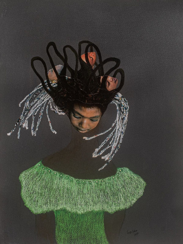 Taiye Idahor, Averted Gaze (Green), 2022