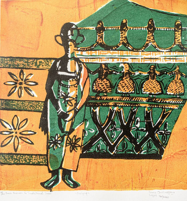 Bruce Onobrakpeya, Benin Woman in Traditional Dress, 1960/2020