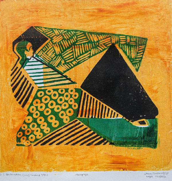 Bruce Onobrakpeya, Ukokonokhua (Long Smoking Pipe), 1960/2020