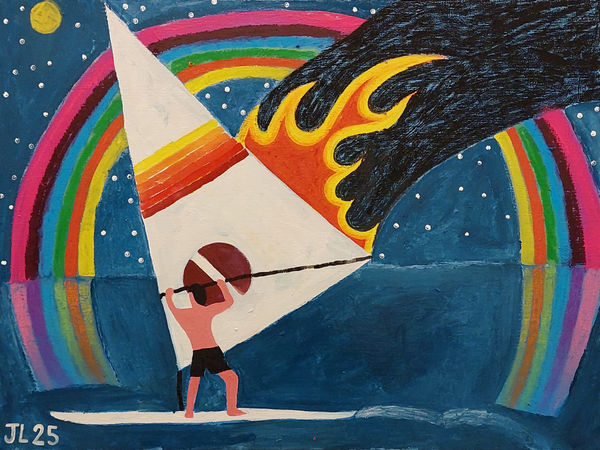 Joachim Lambrechts, Windsurfer and rainbow, 2025